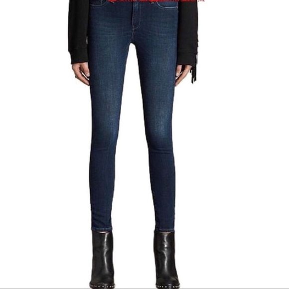 All Saints Denim - All Saints Ashby Skinny Blue Jeans Sz 27